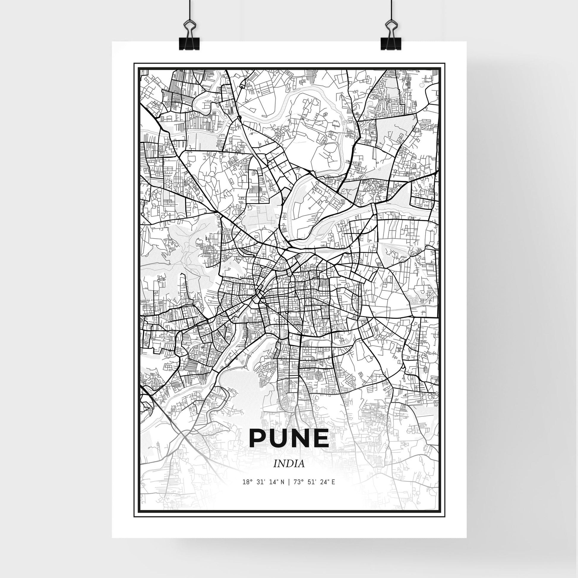 Pune India - Premium City Map Poster