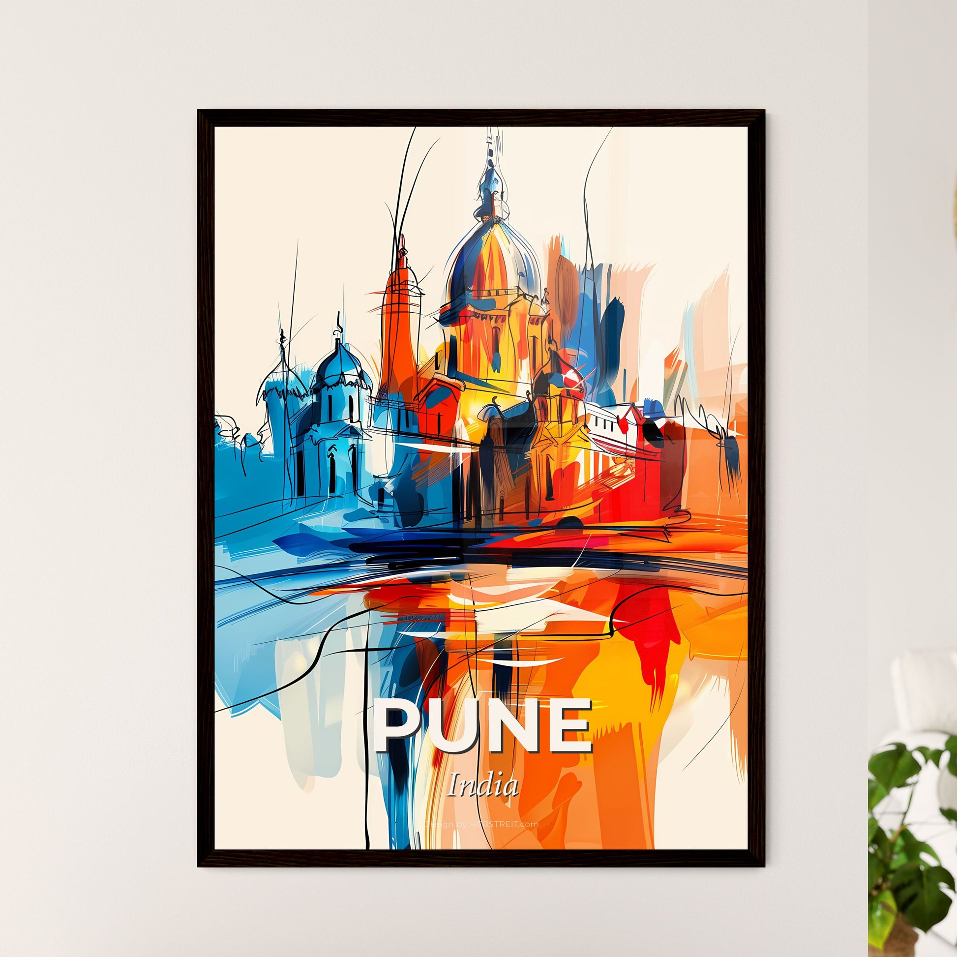 Vibrant Pune, India - A Painting Of A Building