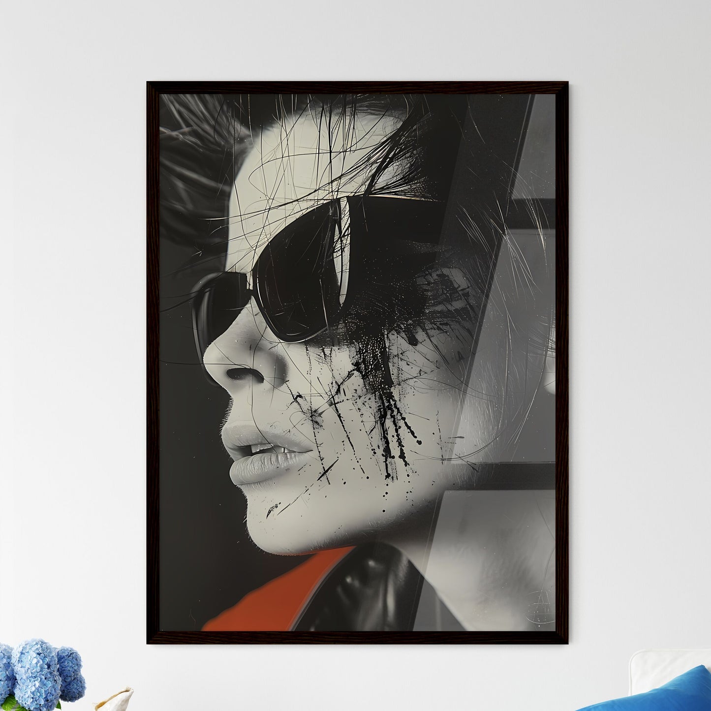 Bold Situationist Poster with Black Sunglass - Framed Art Print