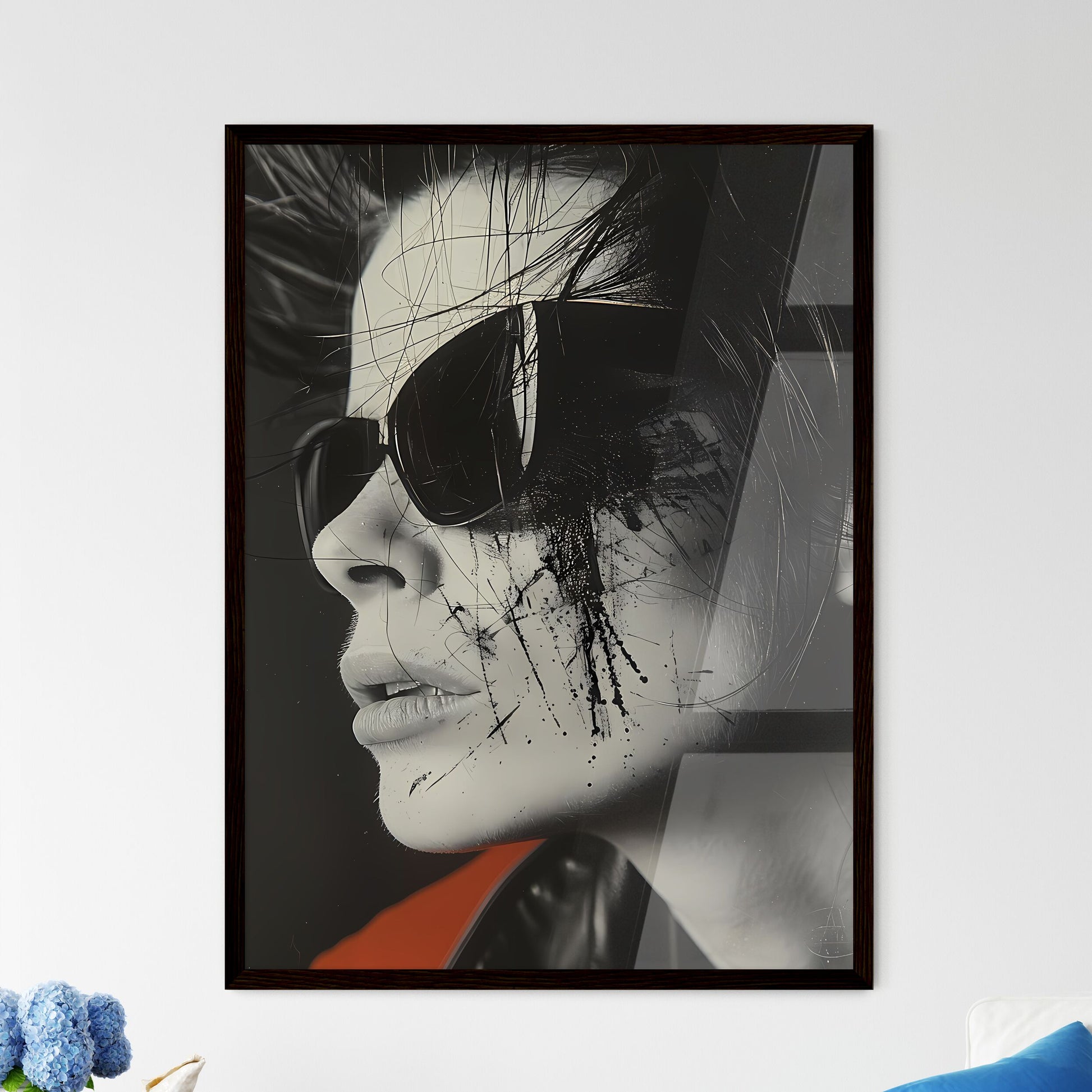 Bold Situationist Poster with Black Sunglass - Framed Art Print