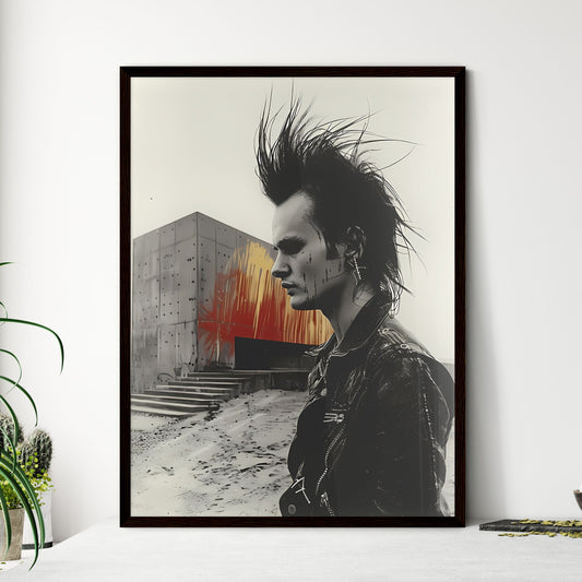 Vibrant Postcard Depicting Brutalism Architecture and a Punk Man with Mohawk Default Title