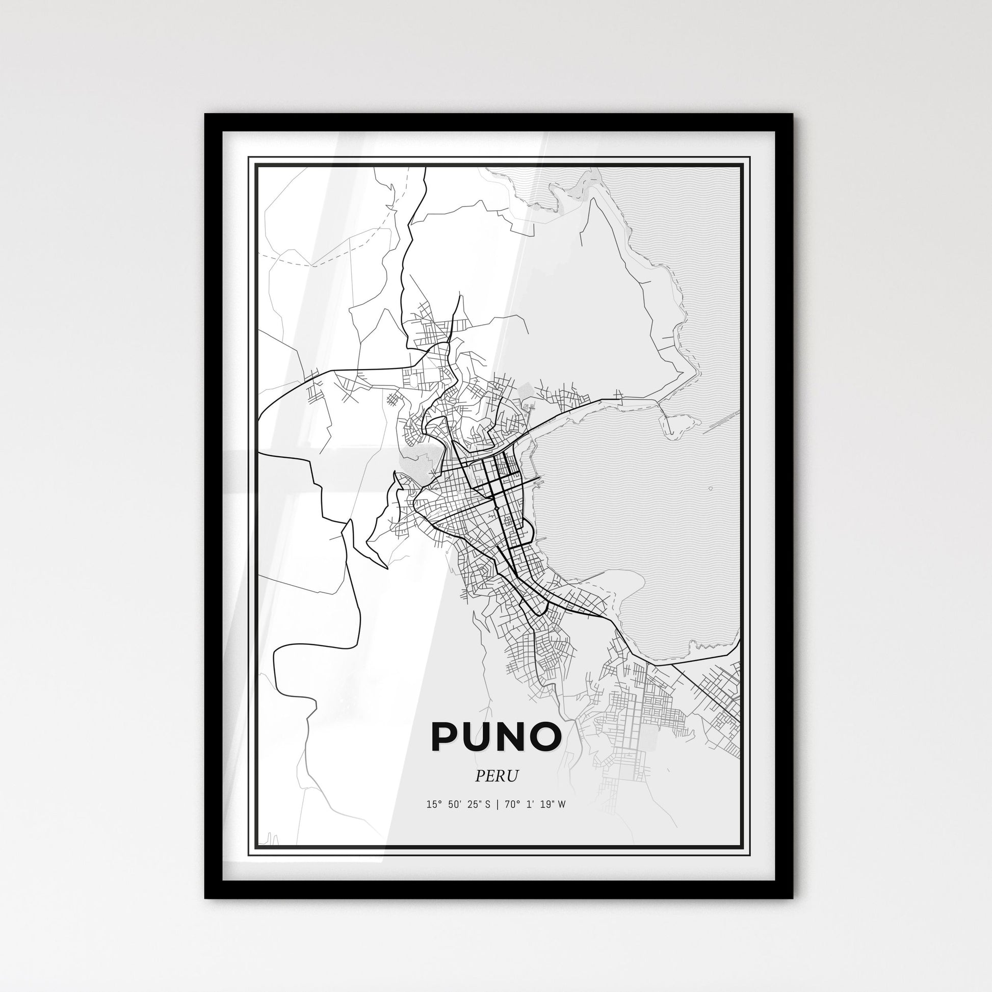 Puno Peru - Scandinavian Style City Map for Modern Home Decor