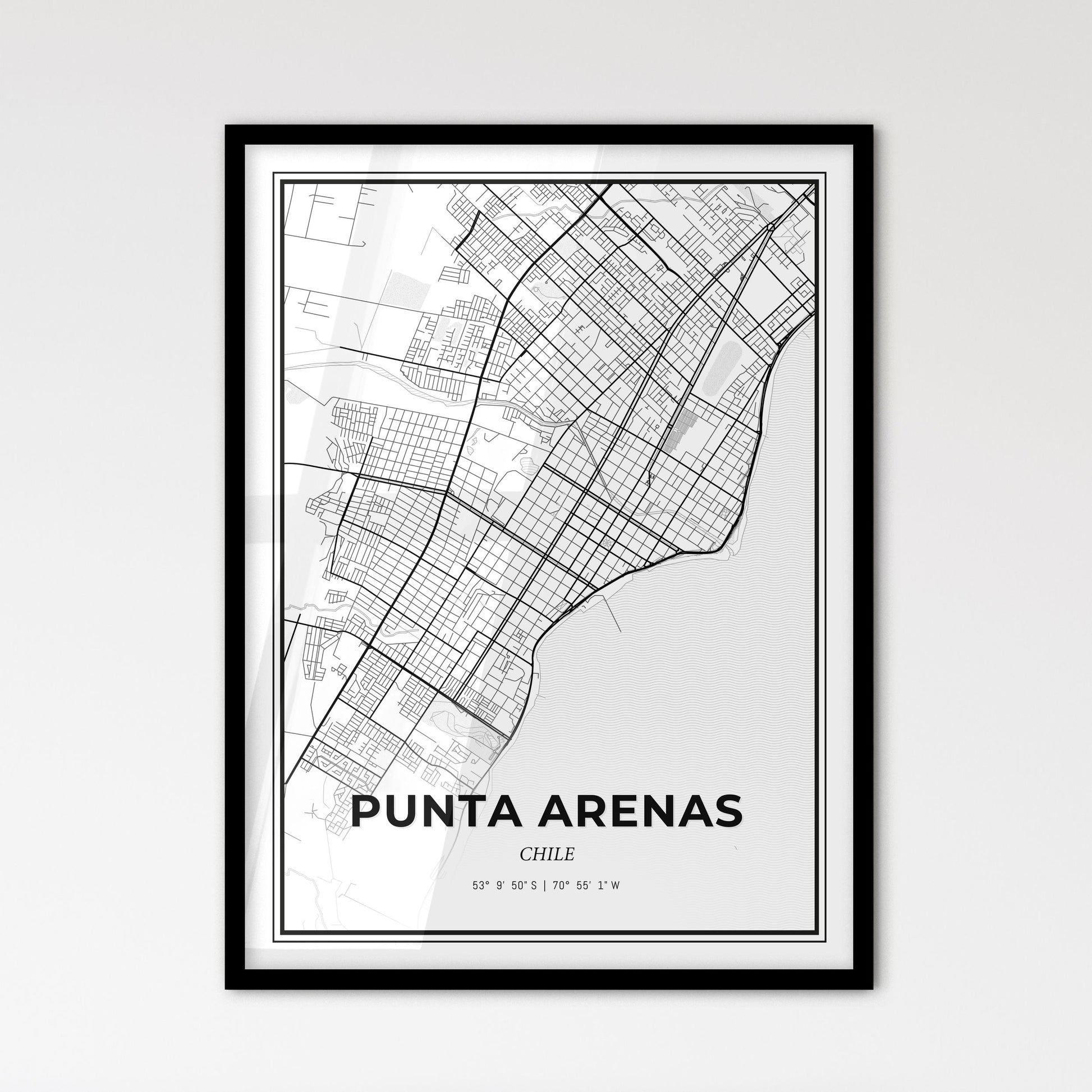 Punta Arenas Chile - Scandinavian Style City Map for Modern Home Decor