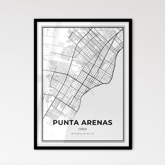 Punta Arenas Chile - Scandinavian Style City Map for Modern Home Decor