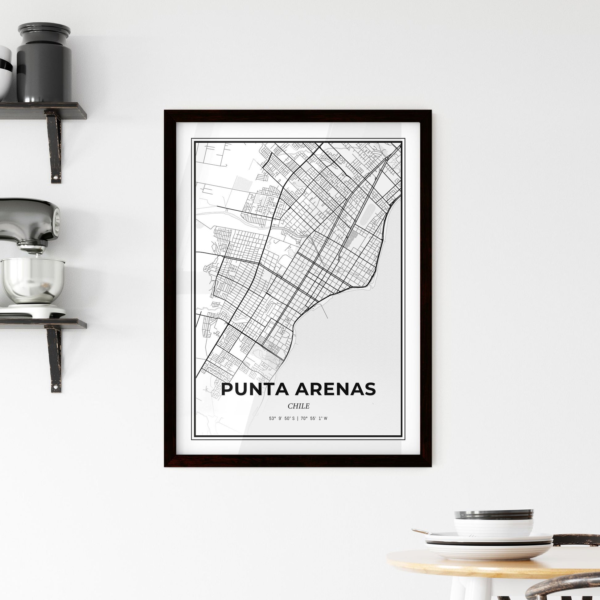 Punta Arenas Chile - Minimal City Map