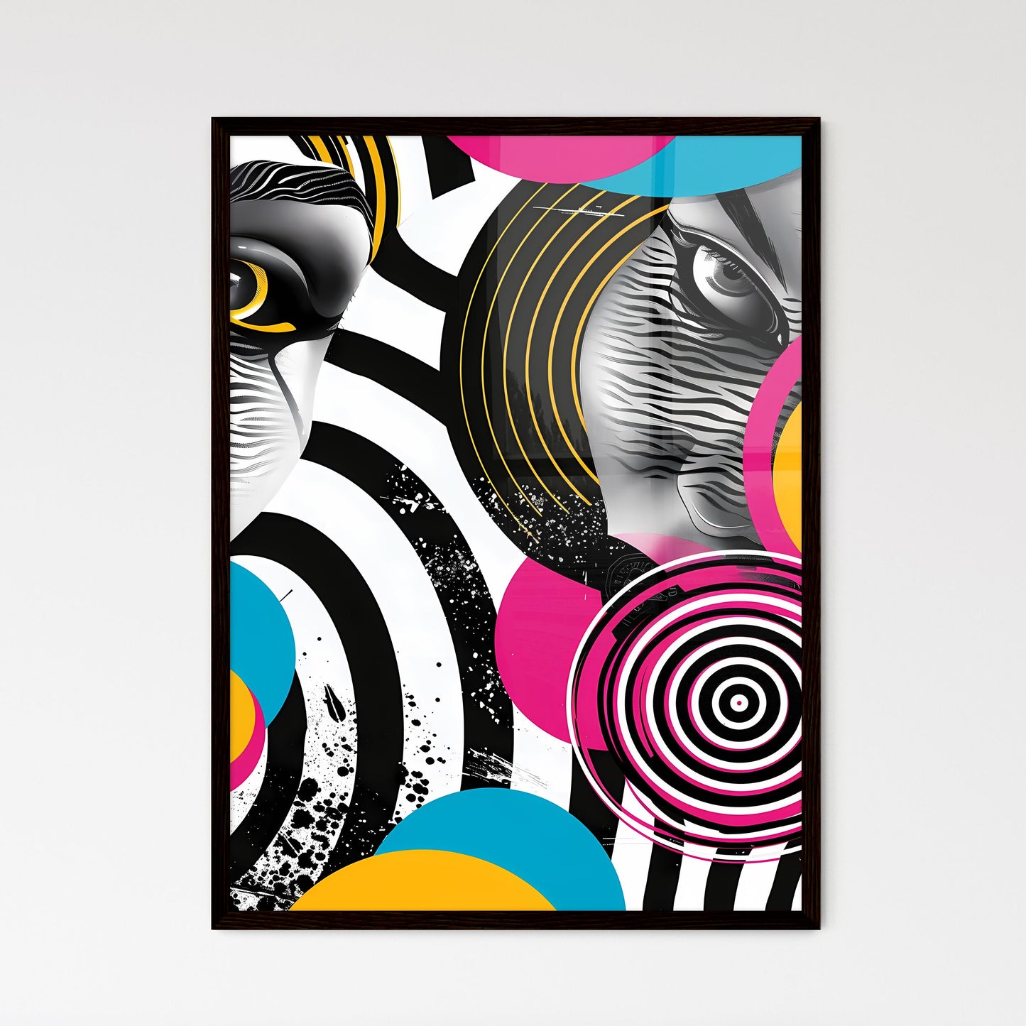 Abstract Art: Vibrant Geometric Design with Cyan Wall Art