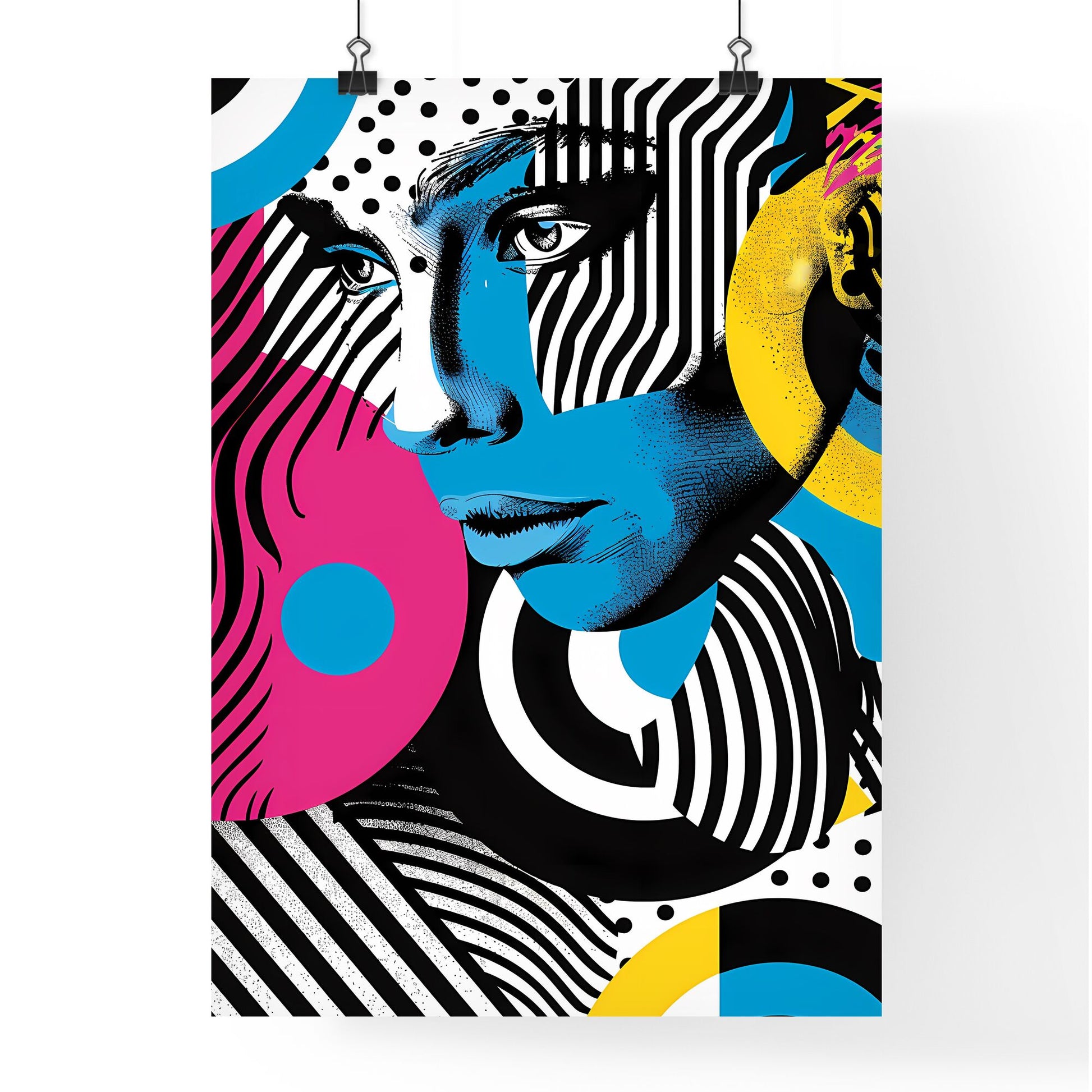Cyan Black White Design: Modern Geometric Patterns, Swirls & Circles, Contemporary Art Collage for Trendy Urban Magazine - Inspire Ideas & Ad Space Default Title