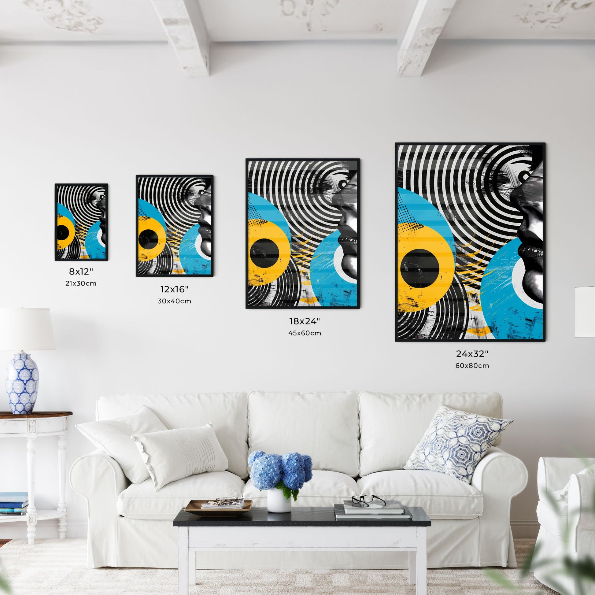Sophisticated Corporate Graphic Design: Vibrant Geometric Painting with Magenta, Yellow, Cyan, Black, White Swirls and Circles, Emphasizing Unstoppable New Ideas Default Title