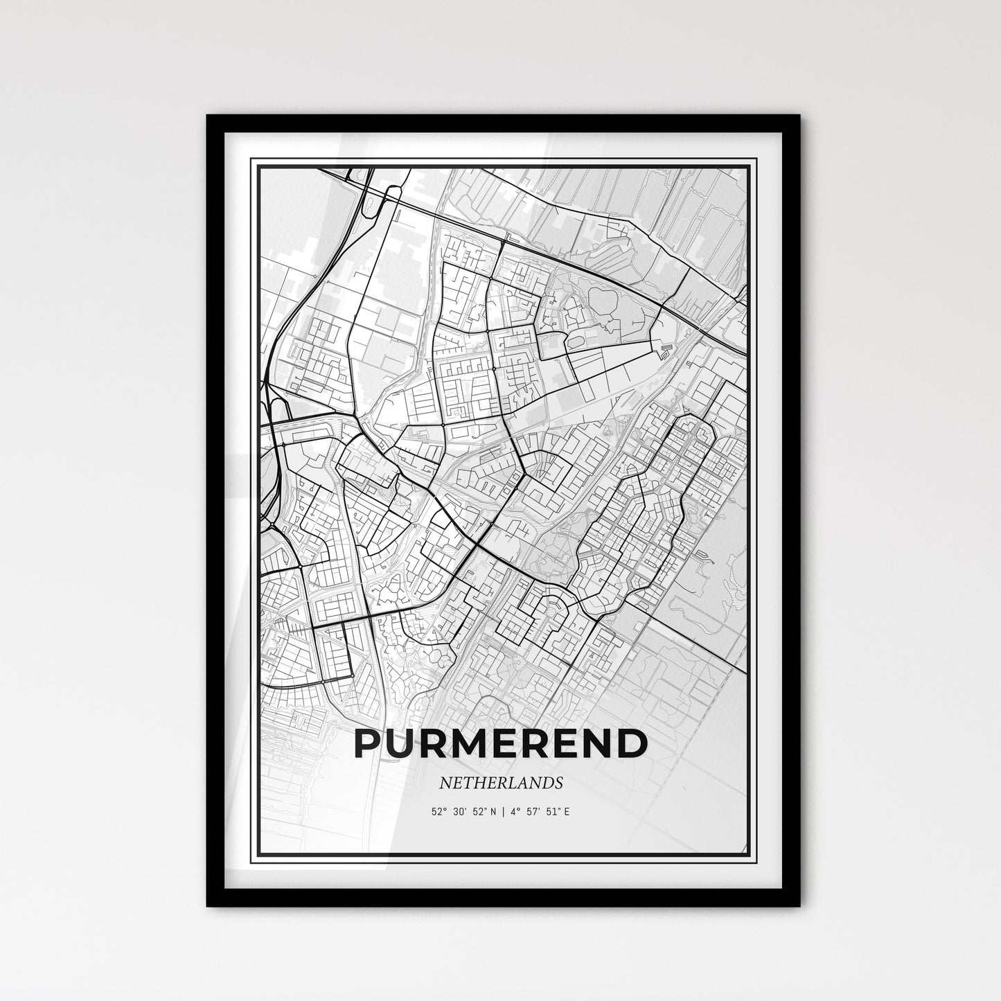  Purmerend Netherlands - Scandinavian Style City Map for Modern Home Decor