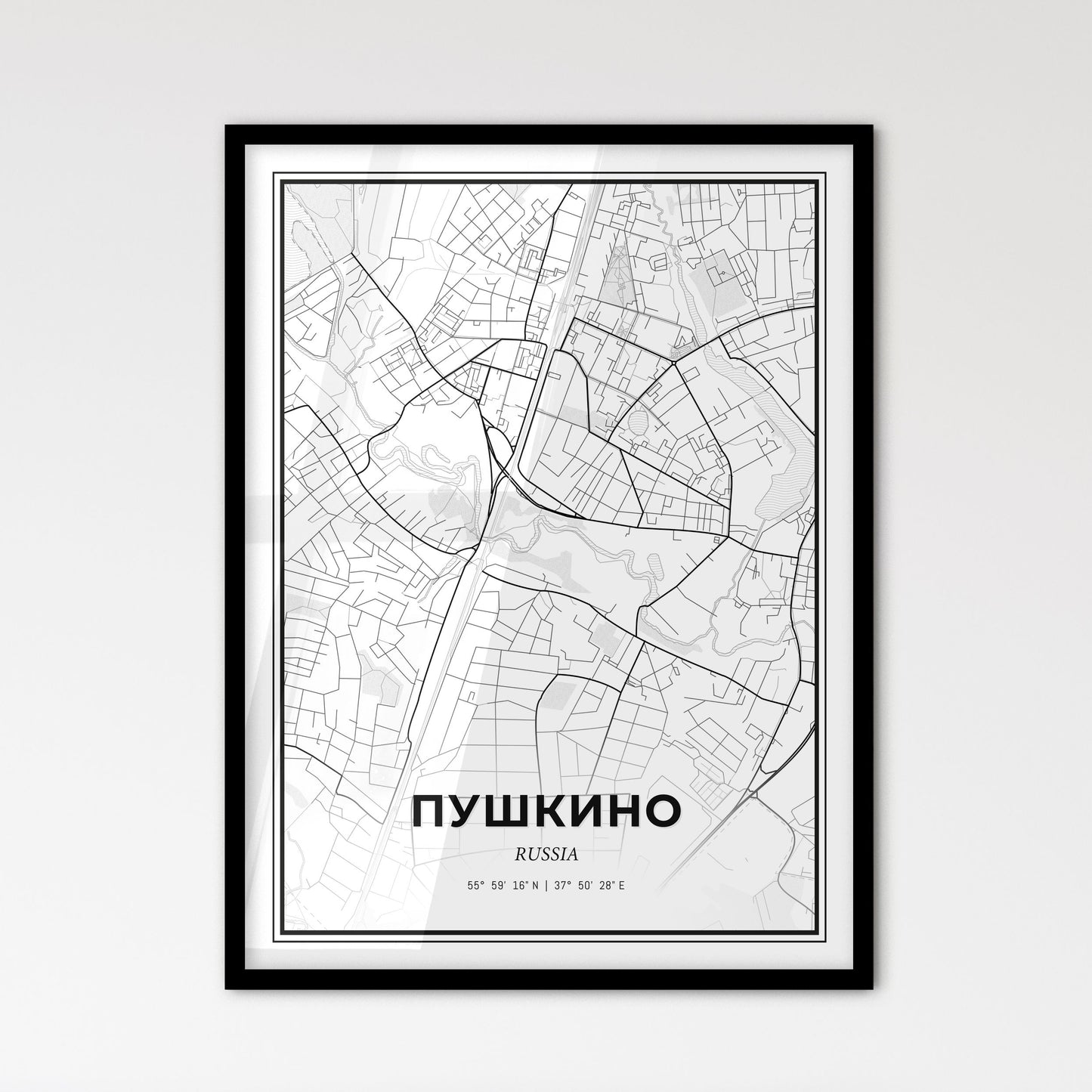 Pushkino Russia - Scandinavian Style City Map for Modern Home Decor