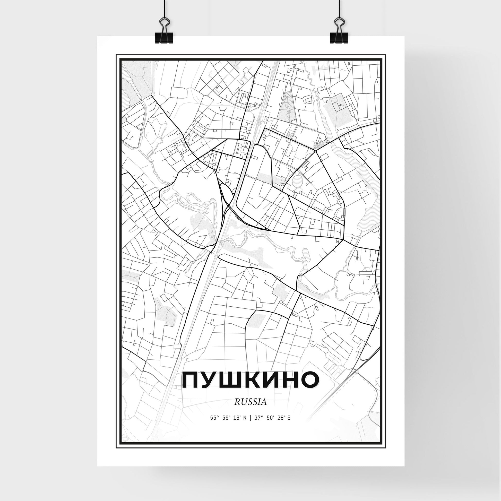 Pushkino Russia - Premium City Map Poster