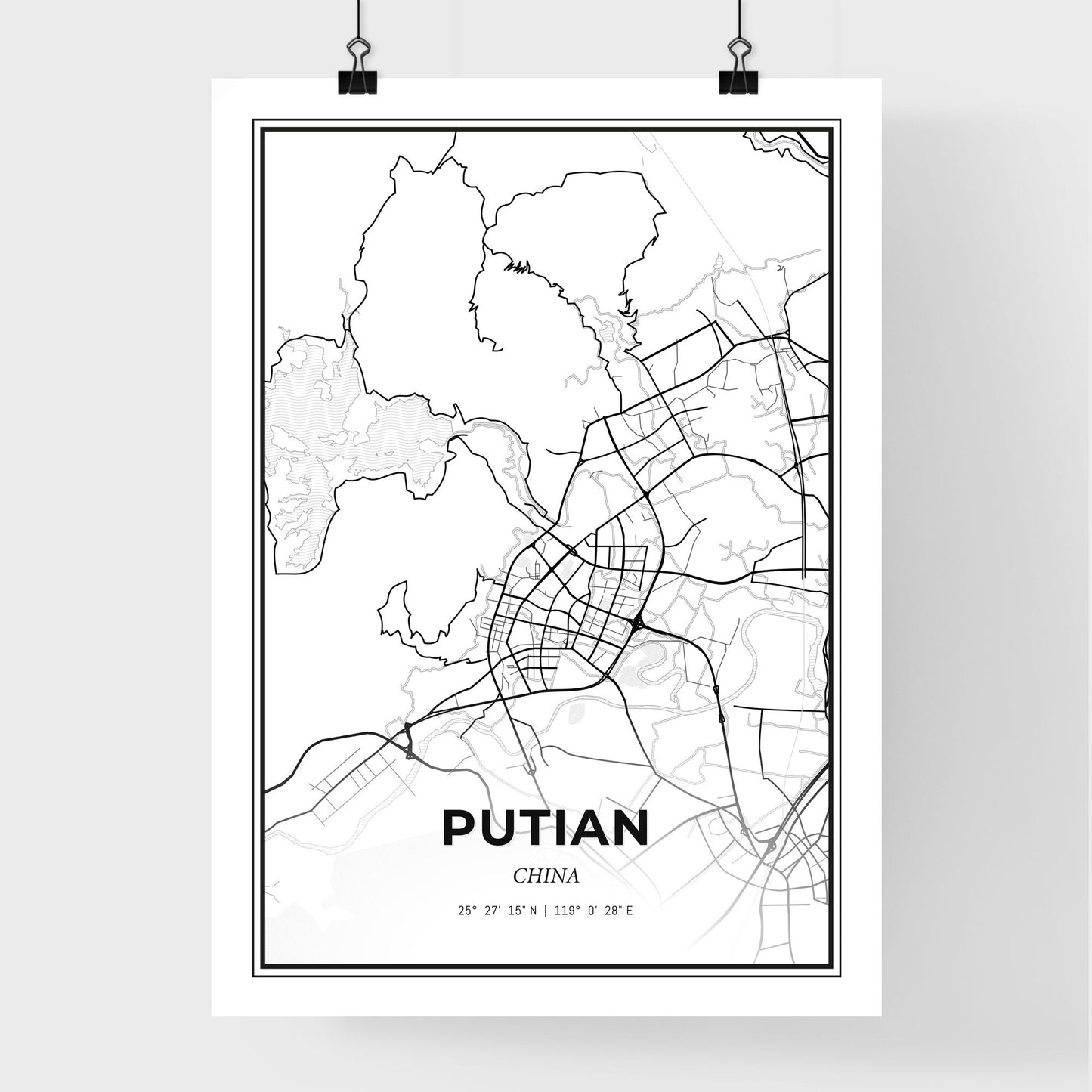 Putian China - Premium City Map Poster