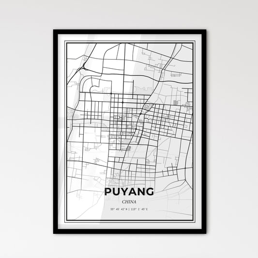 Puyang China - Scandinavian Style City Map for Modern Home Decor