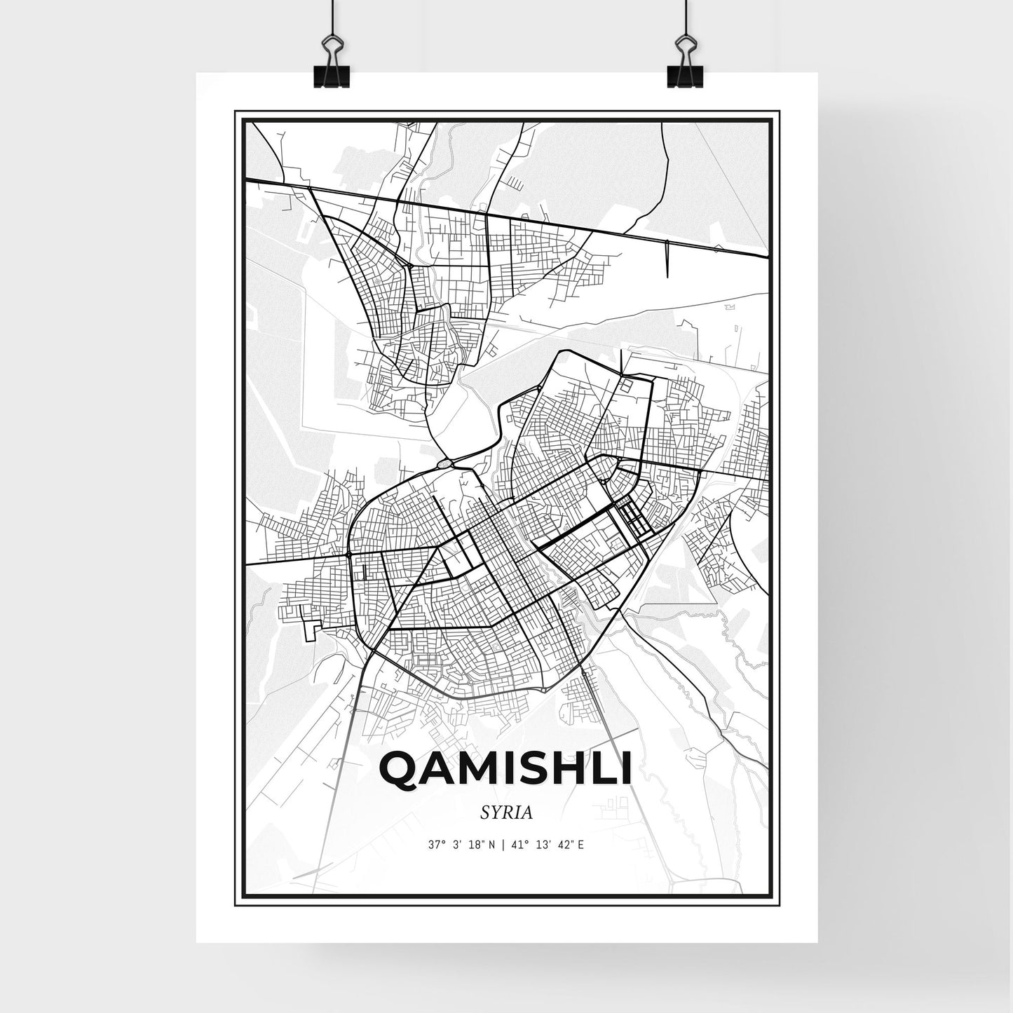 Qamishli Syria - Premium City Map Poster