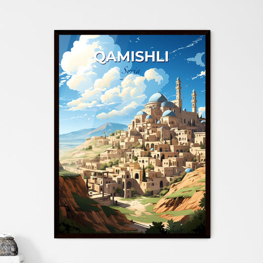 Qamishli, Syria Skyline - a cartoonish cityscape painting, focusing on the artistic style with a vibrant palette Default Title