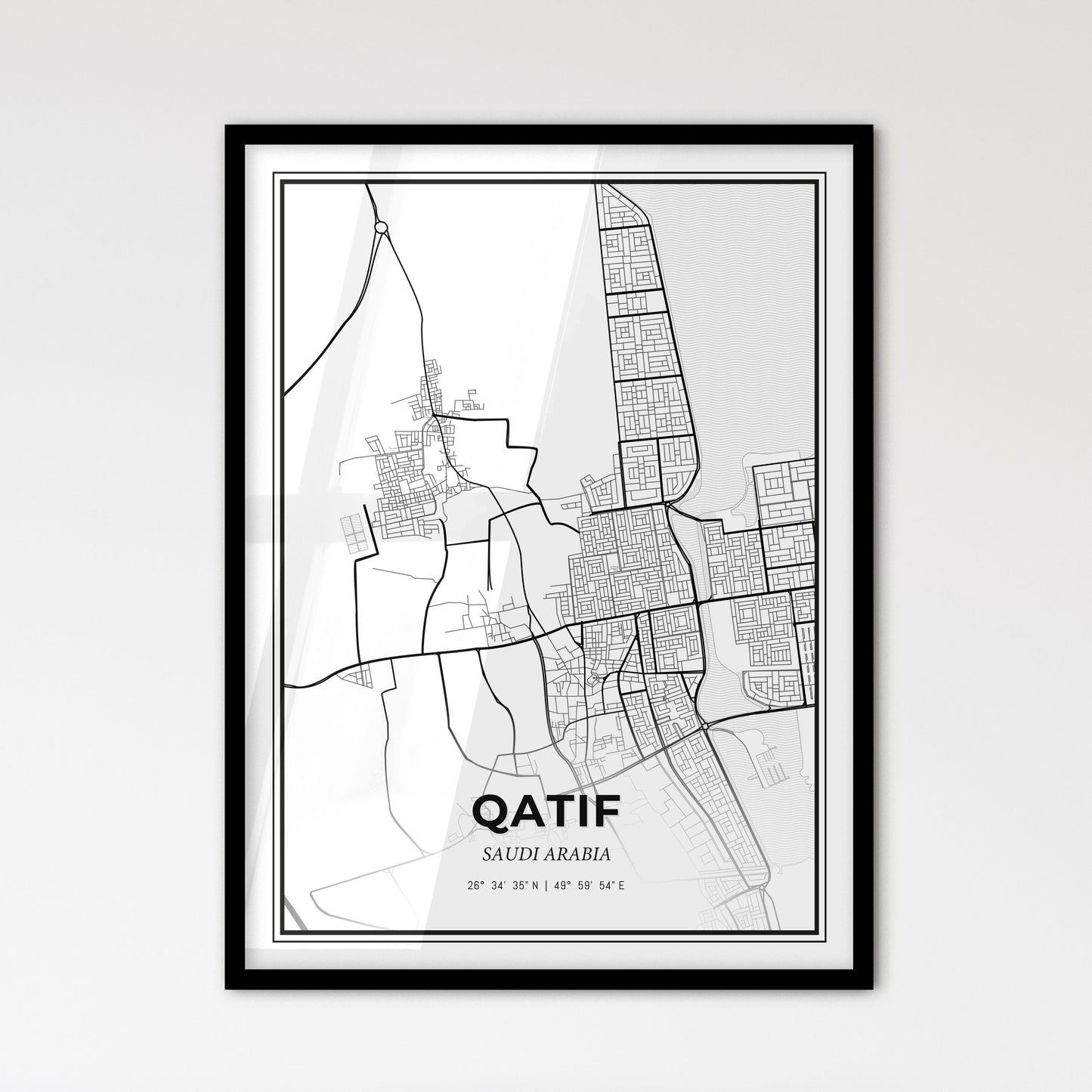 Qatif Saudi Arabia - Scandinavian Style City Map for Modern Home Decor