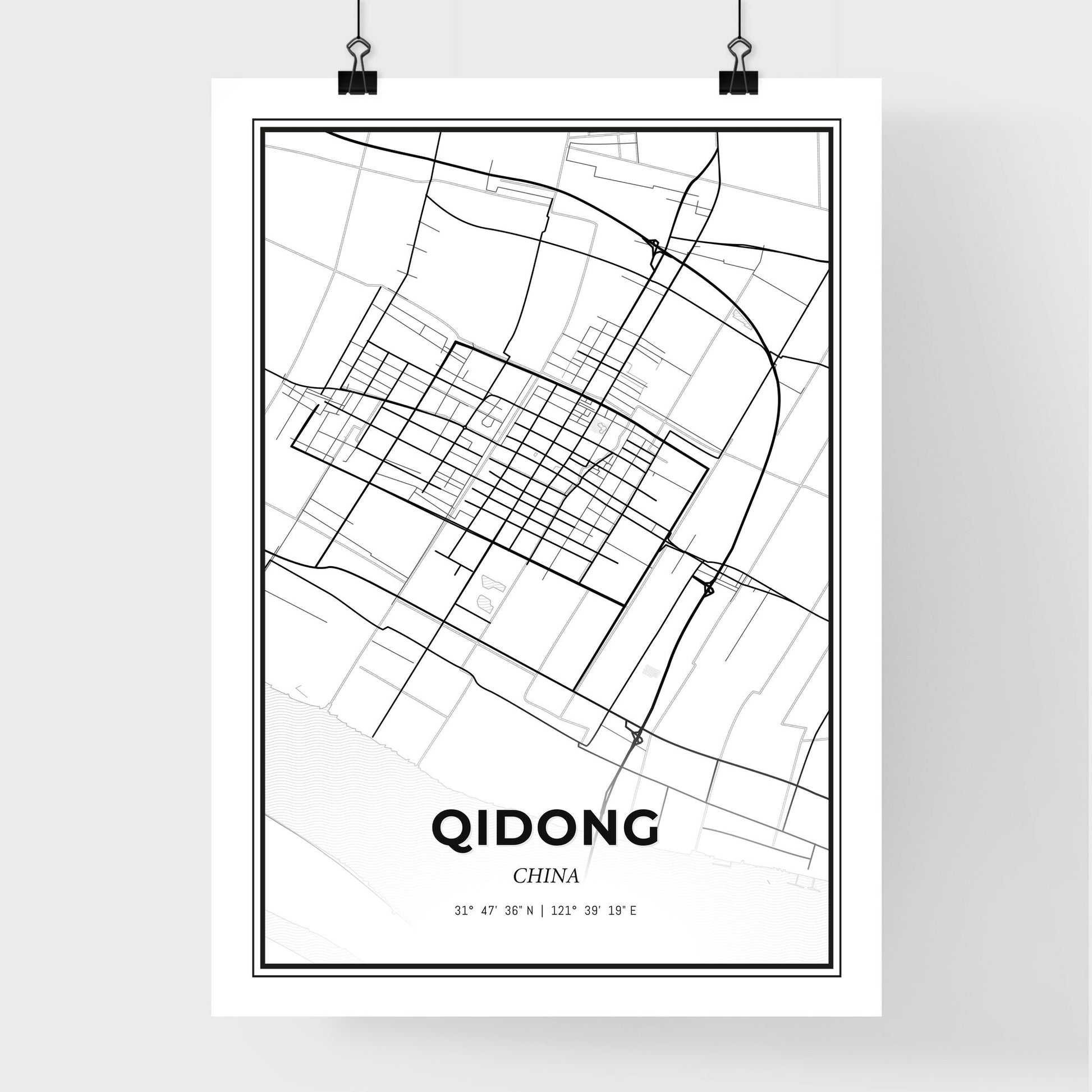 Qidong China - Premium City Map Poster