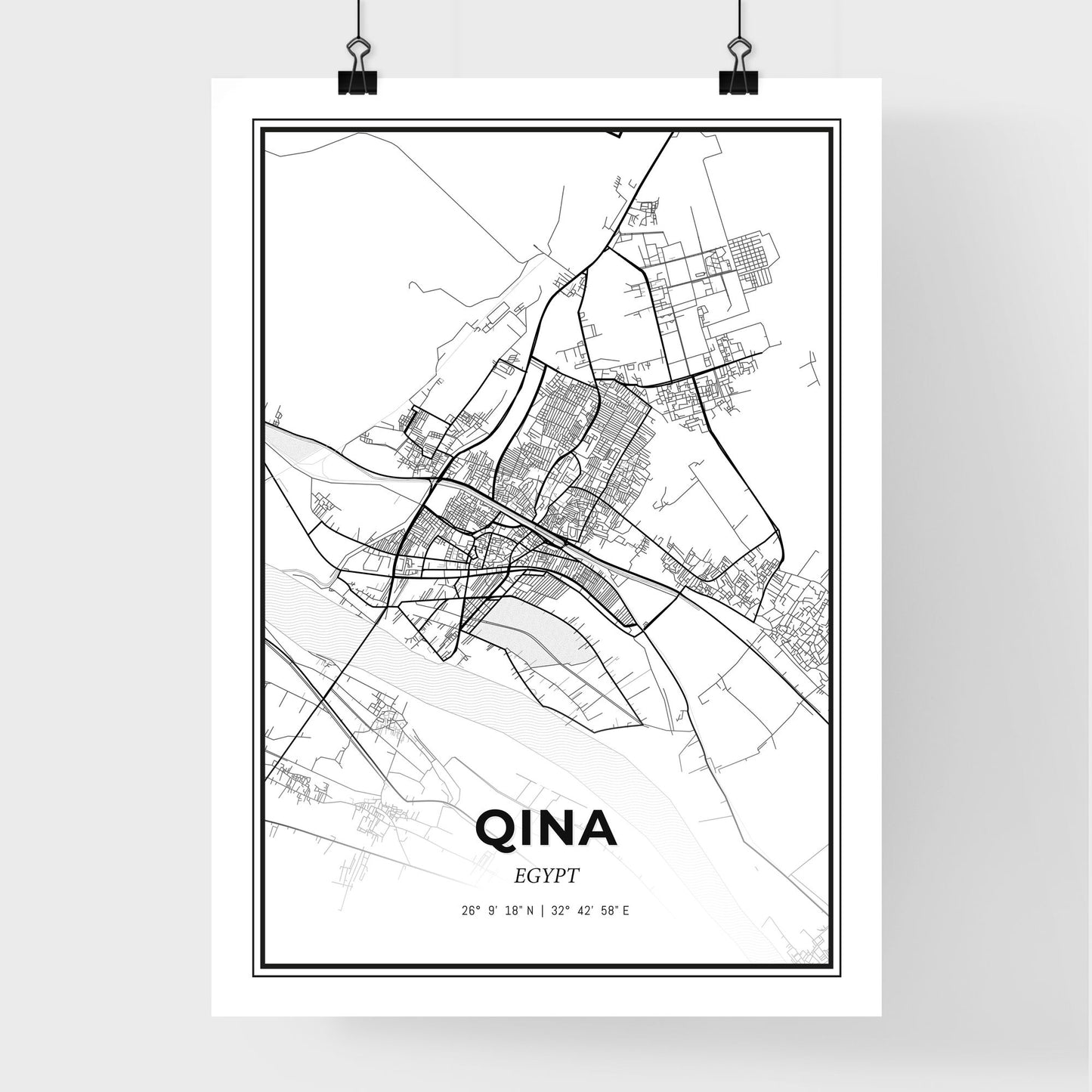 Qina Egypt - Premium City Map Poster