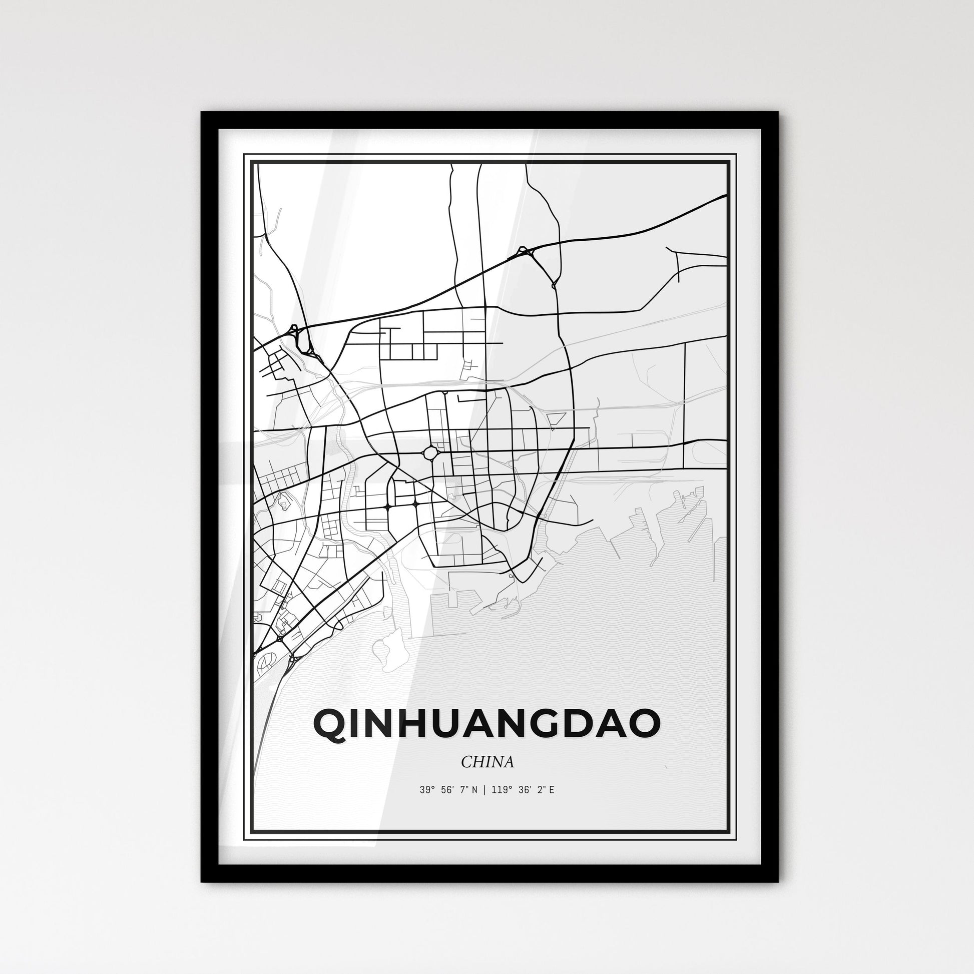 Qinhuangdao China - Scandinavian Style City Map for Modern Home Decor