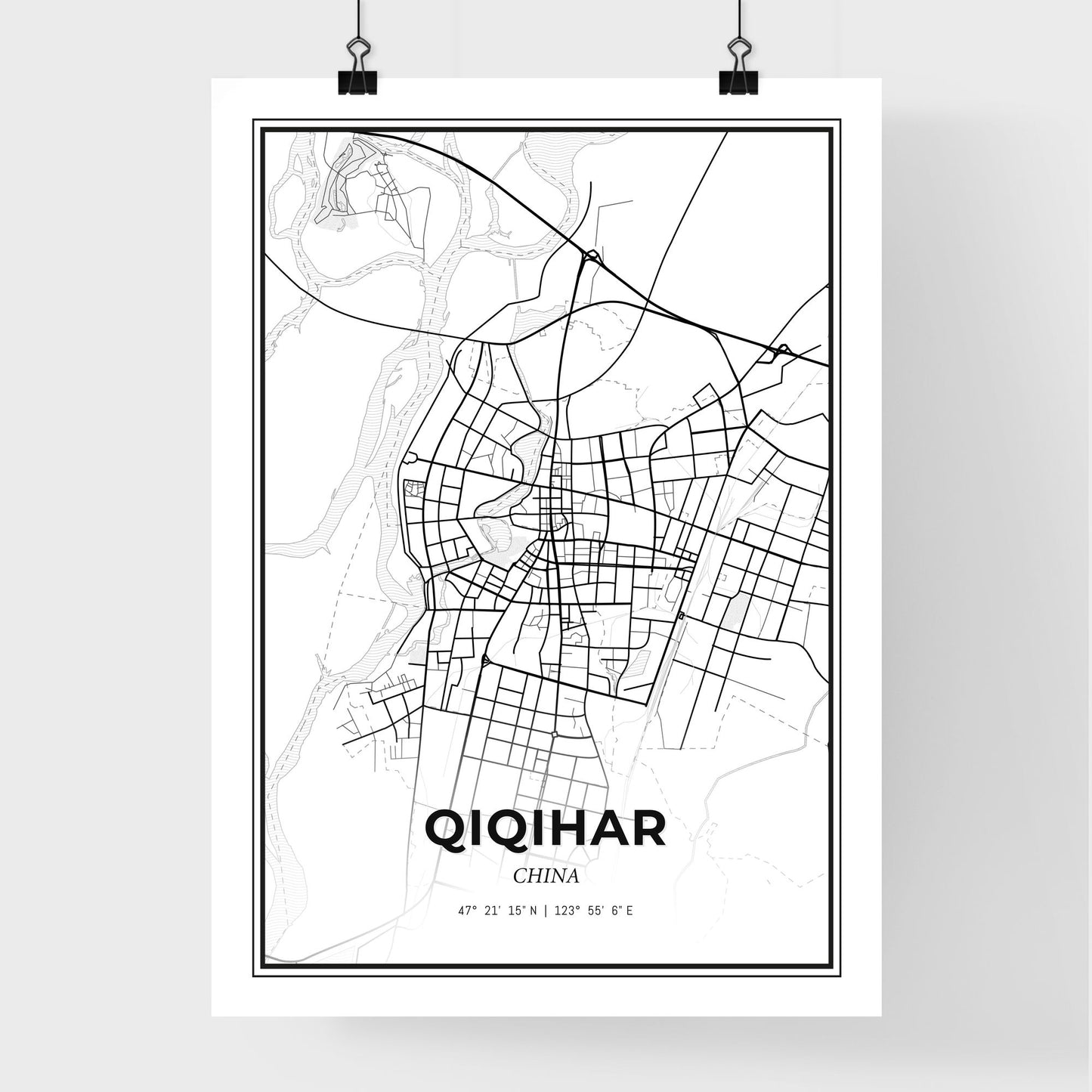 Qiqihar China - Premium City Map Poster