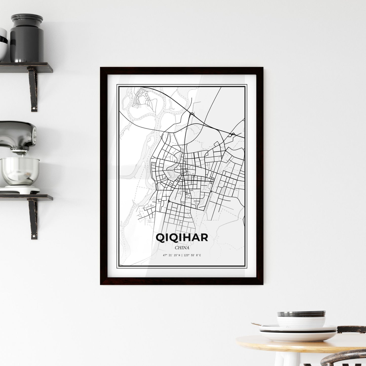 Qiqihar China - Minimal City Map