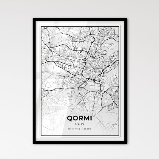  Qormi Malta - Scandinavian Style City Map for Modern Home Decor