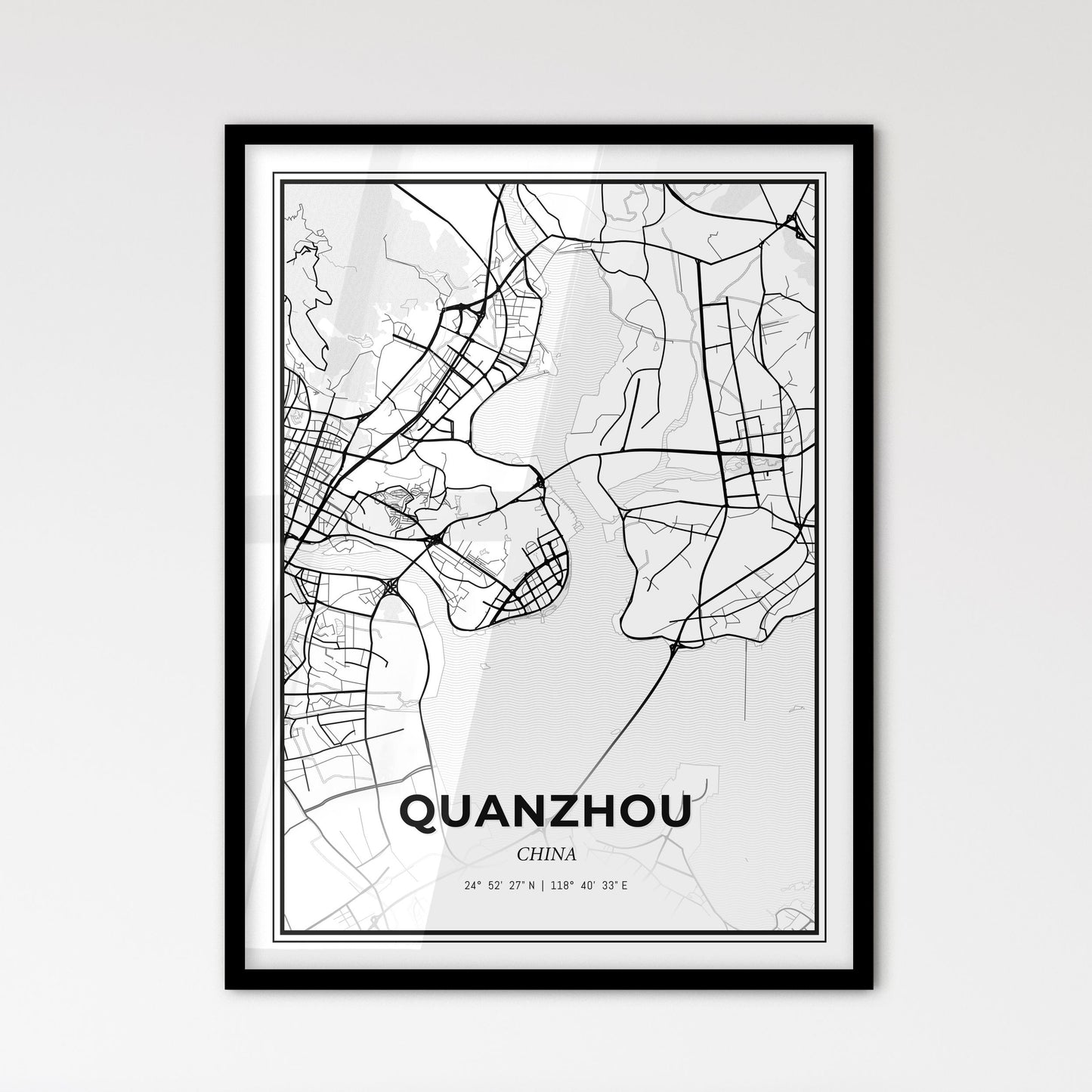 Quanzhou China - Scandinavian Style City Map for Modern Home Decor