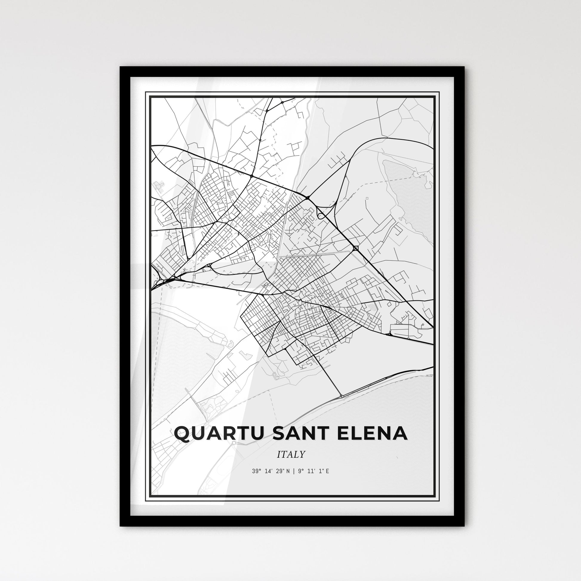 Quartu Sant Elena Italy - Scandinavian Style City Map for Modern Home Decor