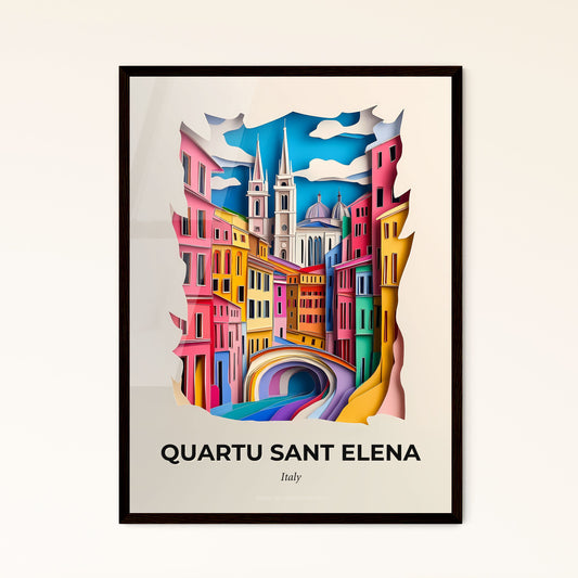 Vivid Quartu Sant Elena, Italy - a paper cut of a city with a bridge