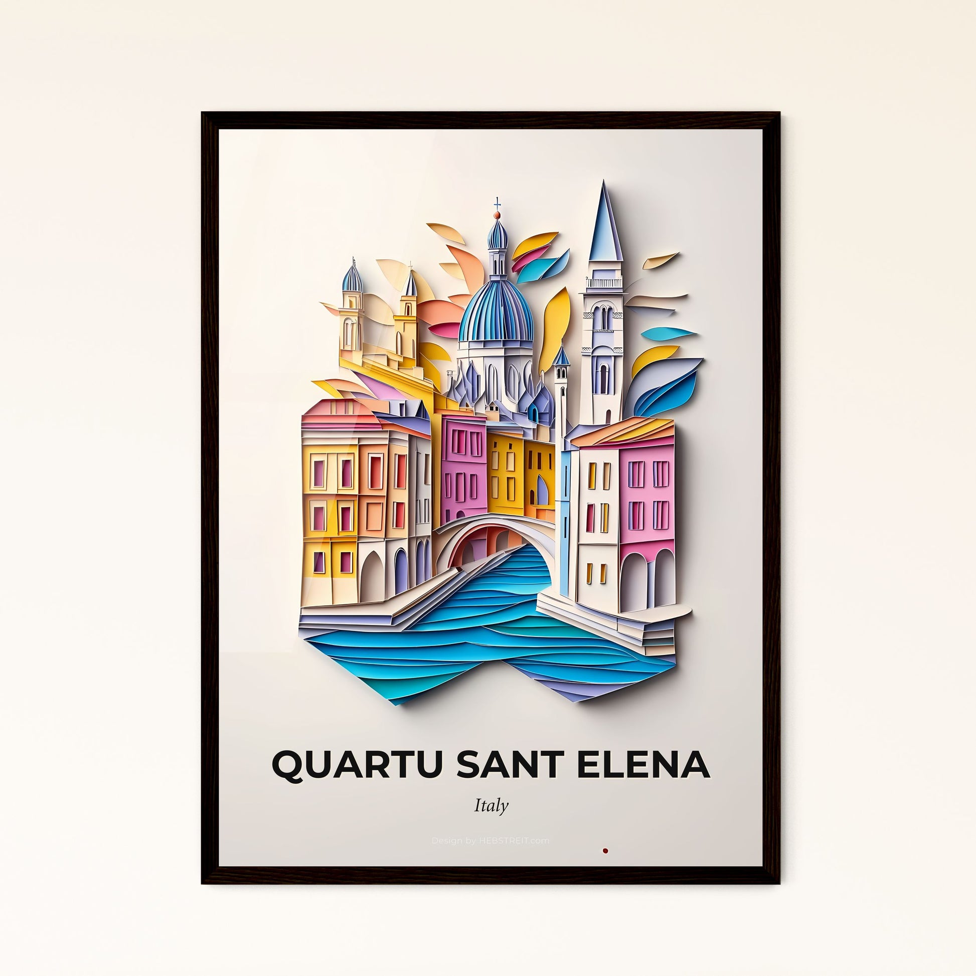 Vivid Quartu Sant Elena, Italy - a paper cut of a city with a bridge