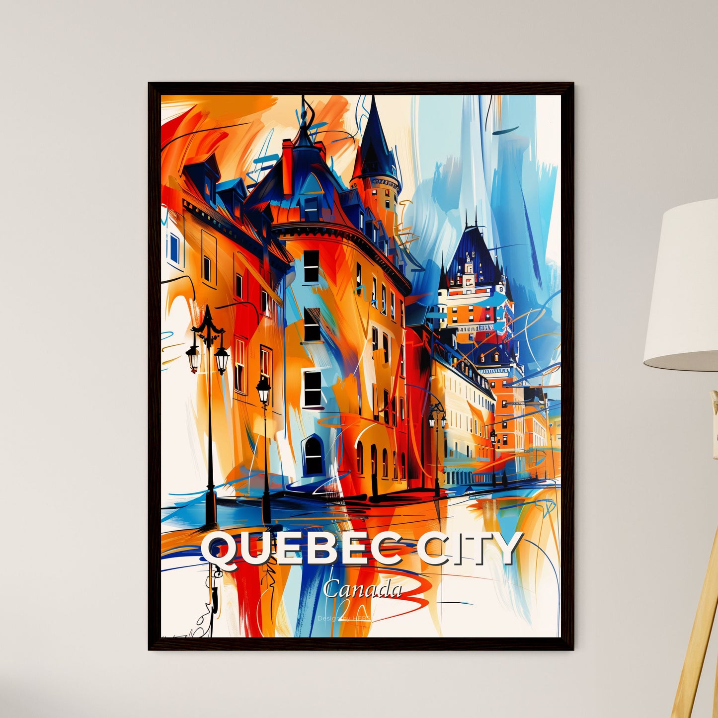 Vibrant Quebec City, Canada - A Painting Of A Building