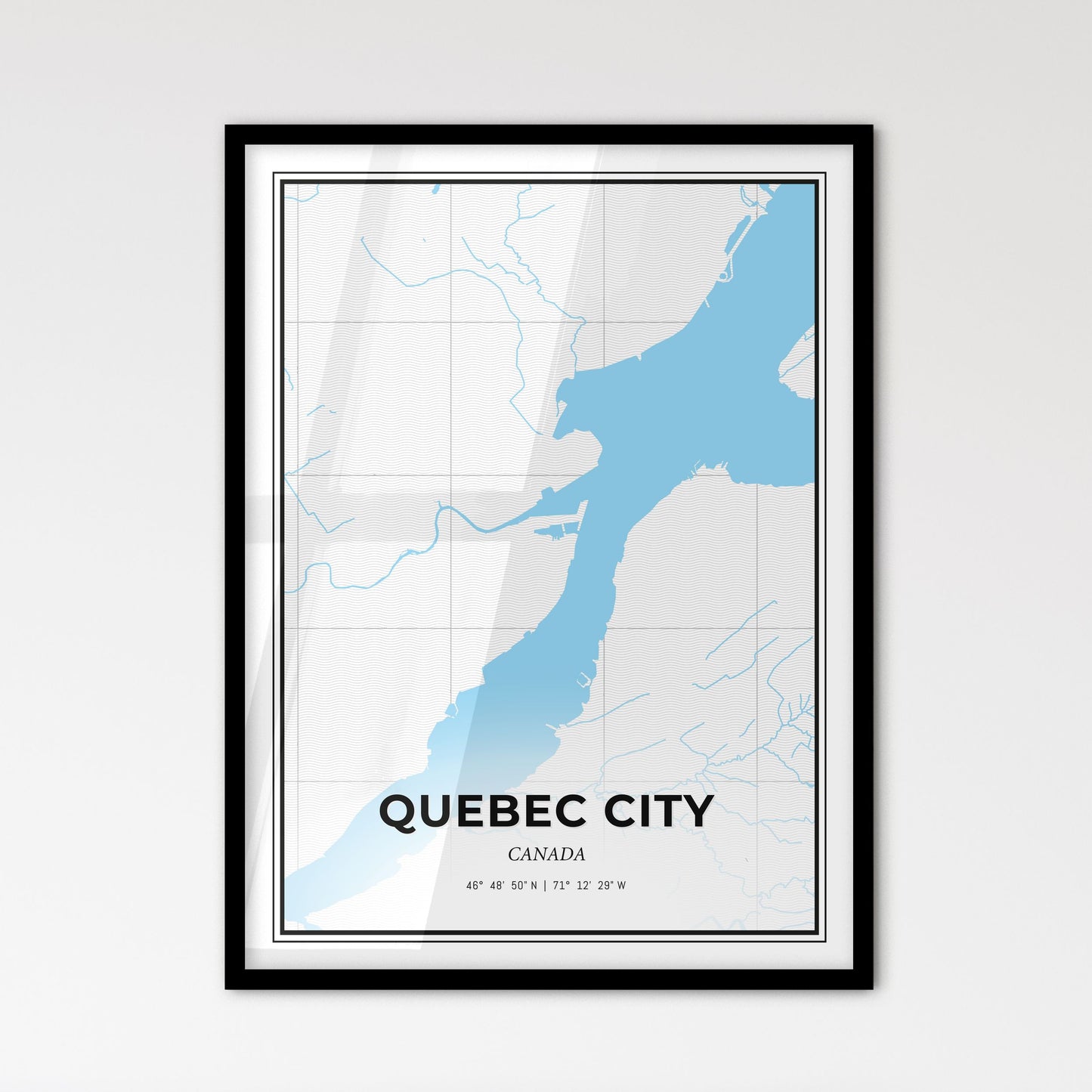 Quebec City Canada - Scandinavian Style City Map for Modern Home Decor