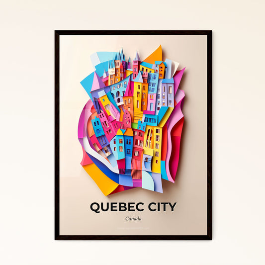 Vivid Quebec City, Canada - a colorful city is cut out of paper