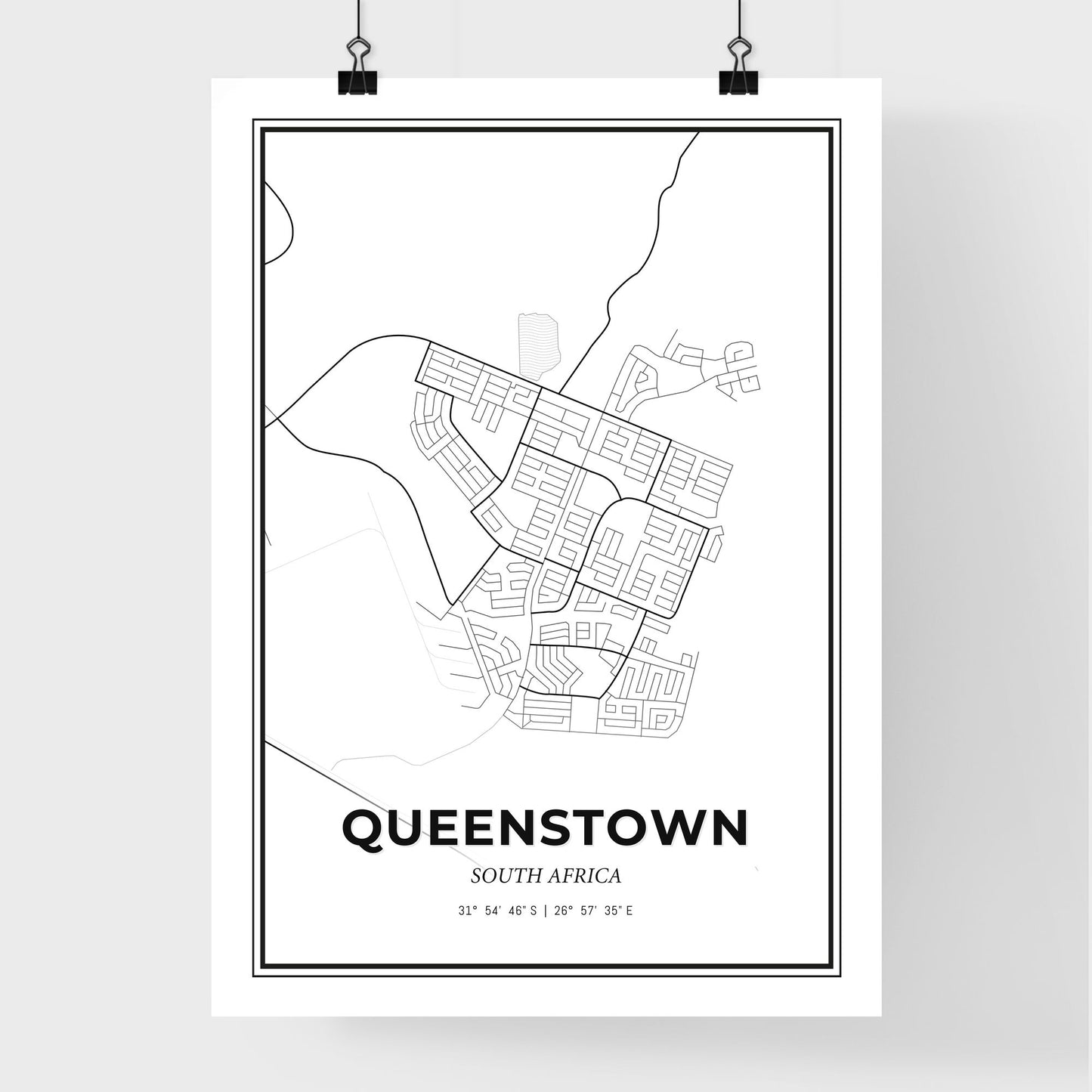 Queenstown South Africa - Premium City Map Poster