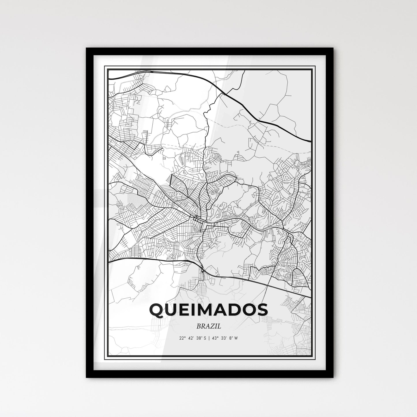 Queimados Brazil - Scandinavian Style City Map for Modern Home Decor