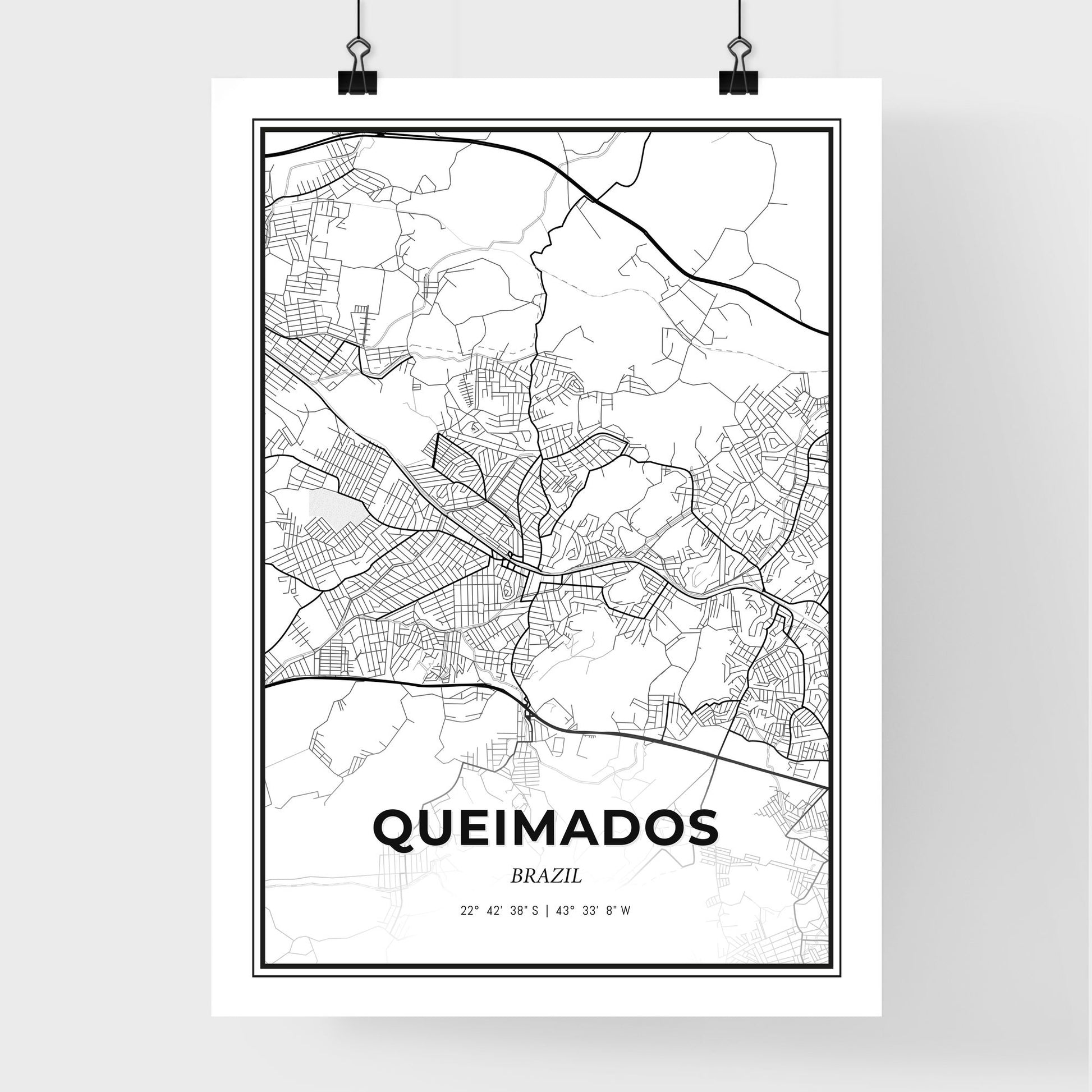 Queimados Brazil - Premium City Map Poster