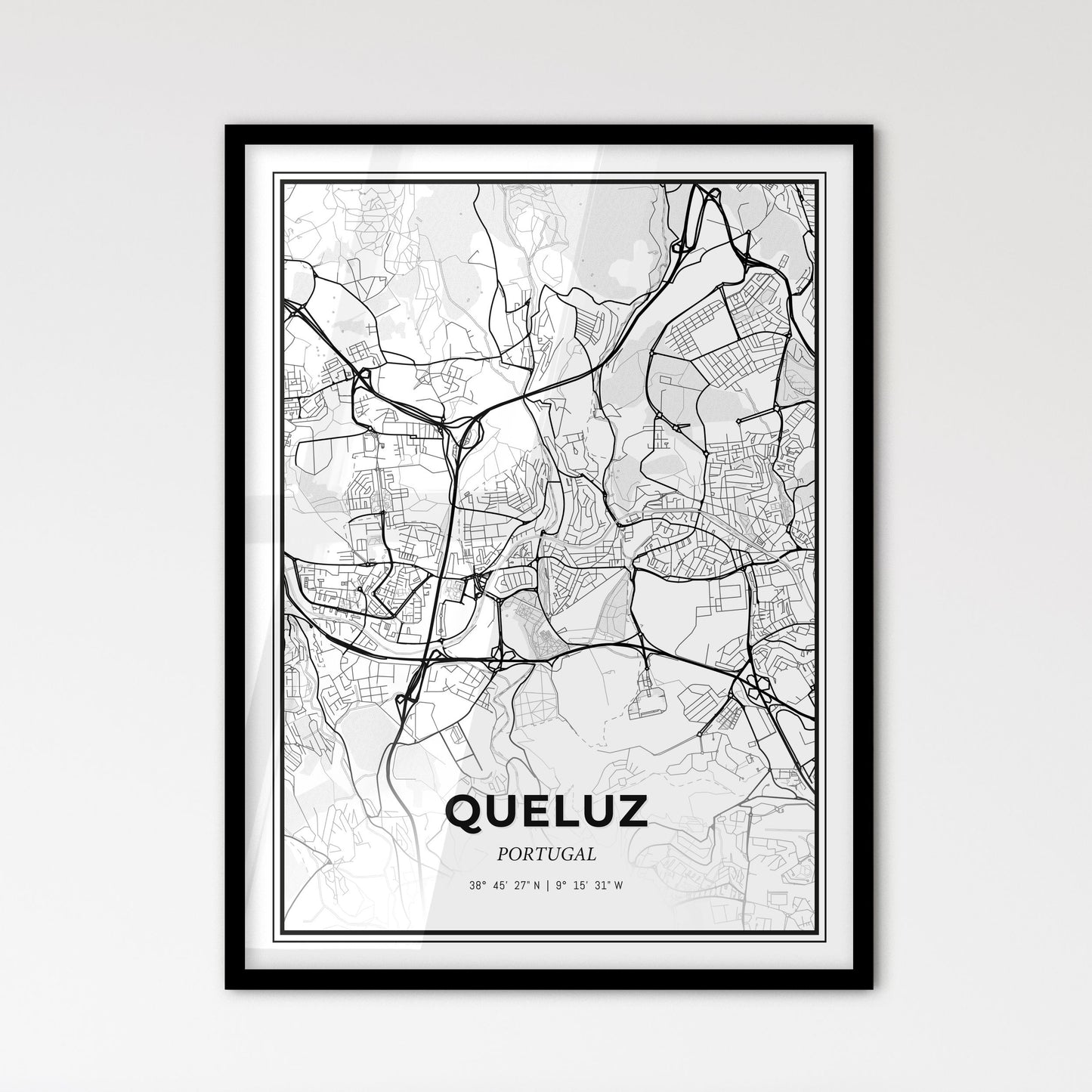 Queluz Portugal - Scandinavian Style City Map for Modern Home Decor