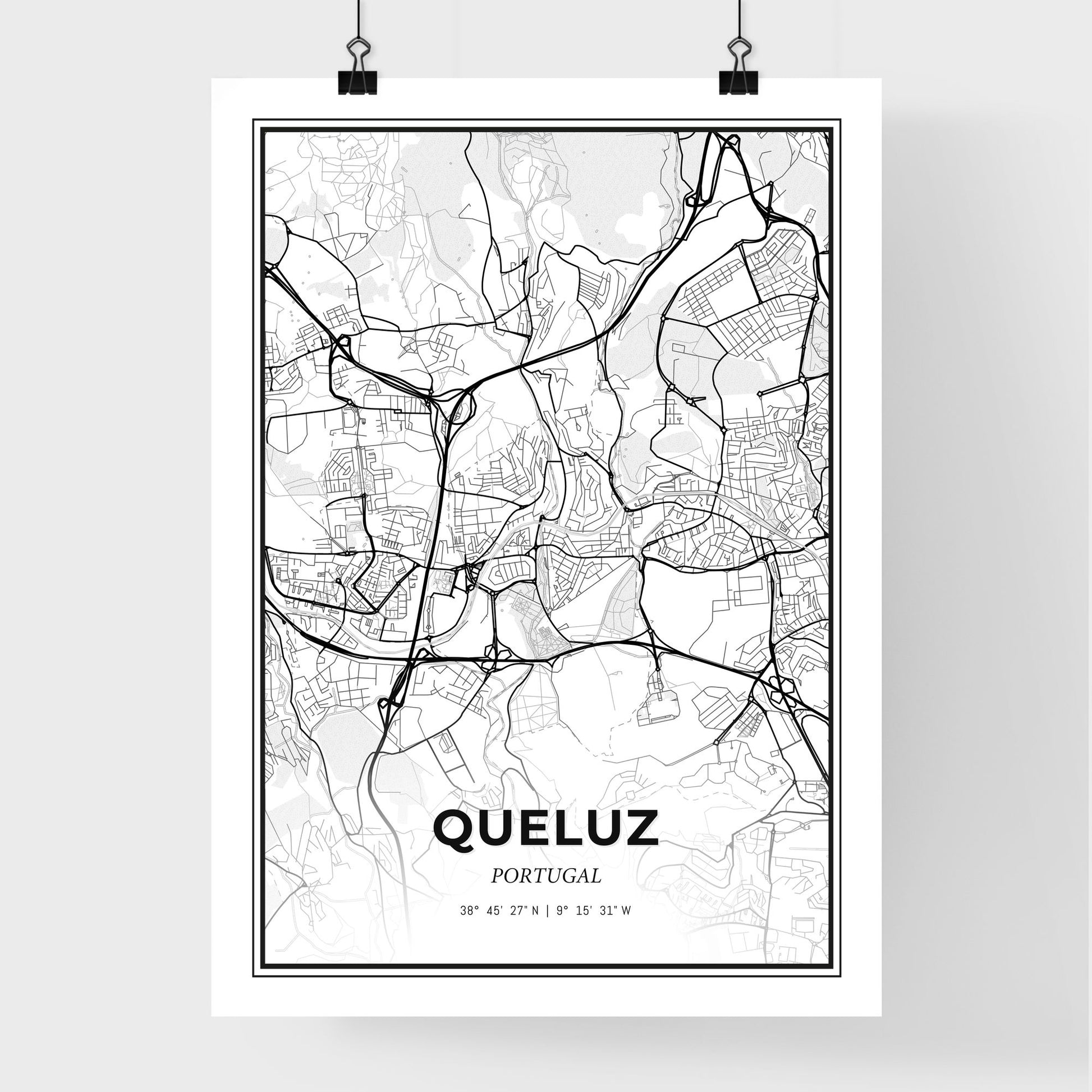 Queluz Portugal - Premium City Map Poster