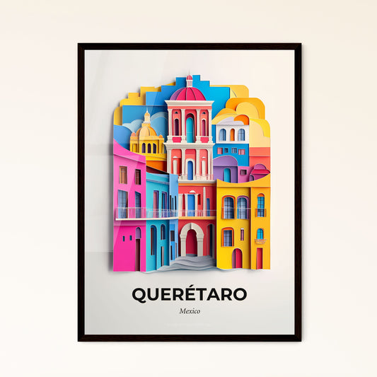 Vivid Querétaro, Mexico - a colorful city with a clock tower on top of it