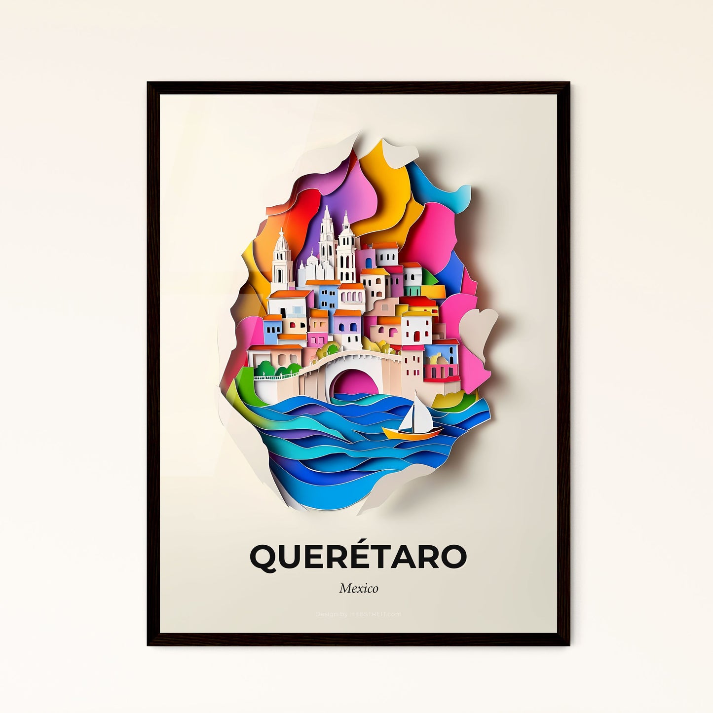 Vivid Querétaro, Mexico - a paper cut of a city with a boat