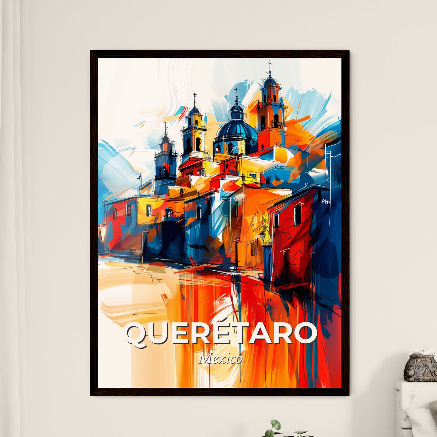 Vibrant Querétaro, Mexico - A Colorful Painting Of A Building