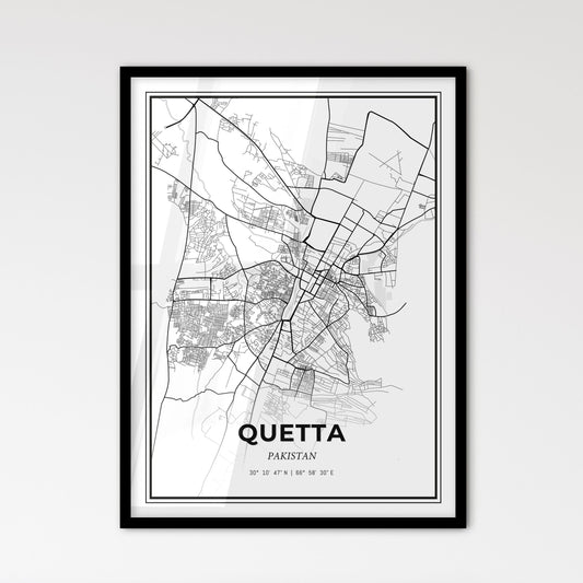 Quetta Pakistan - Scandinavian Style City Map for Modern Home Decor