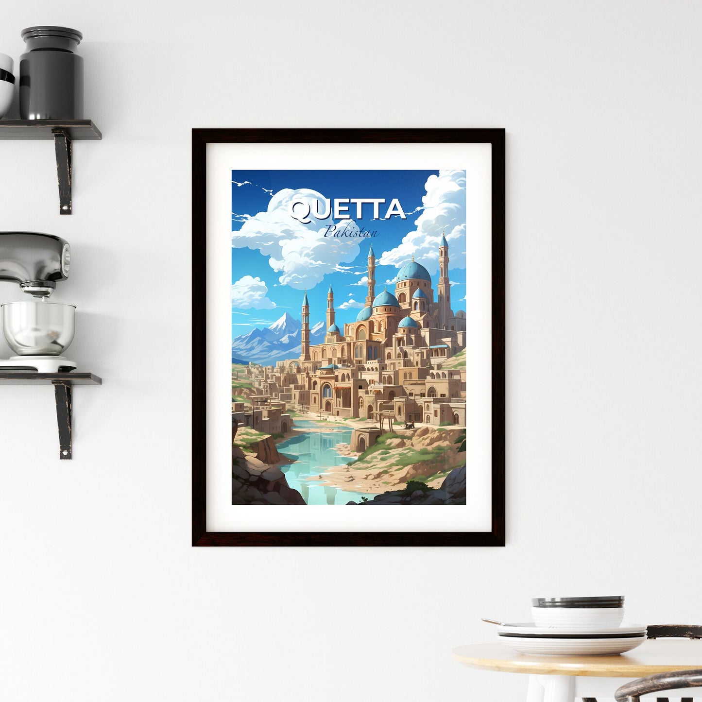 Quetta Pakistan Skyline Cartoonish Castle Painting Art Illustration Default Title