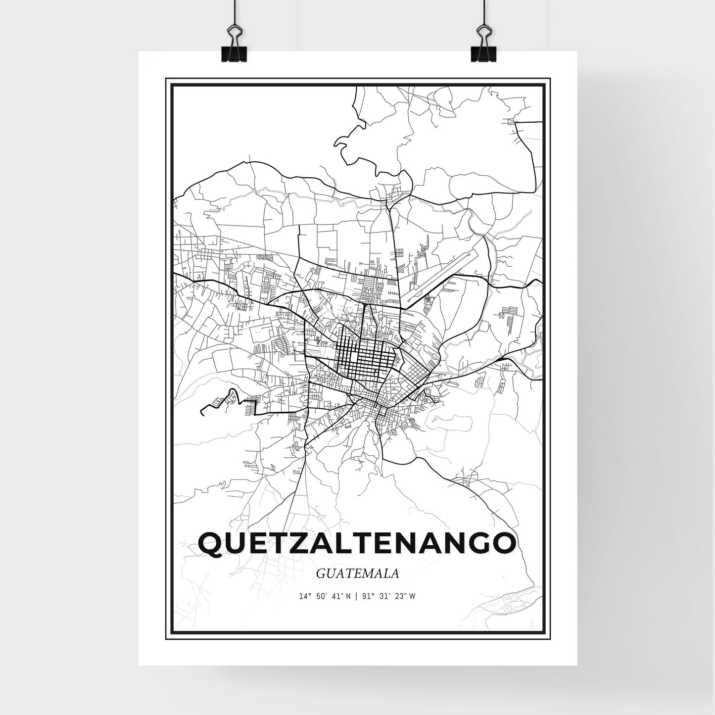 Quetzaltenango Guatemala - Premium City Map Poster