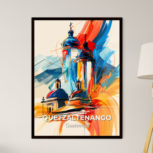 Vibrant Quetzaltenango, Guatemala - A Painting Of A Building With A Colorful Background