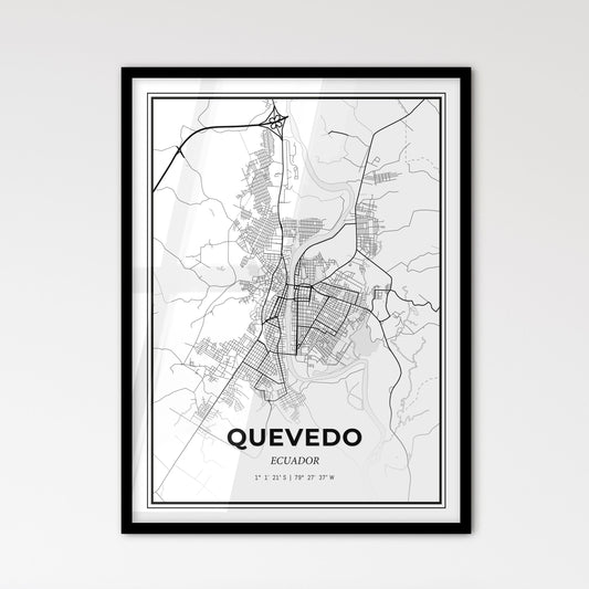 Quevedo Ecuador - Scandinavian Style City Map for Modern Home Decor