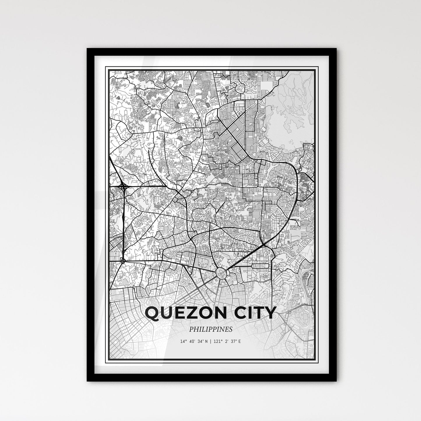 Quezon City Philippines - Scandinavian Style City Map for Modern Home Decor