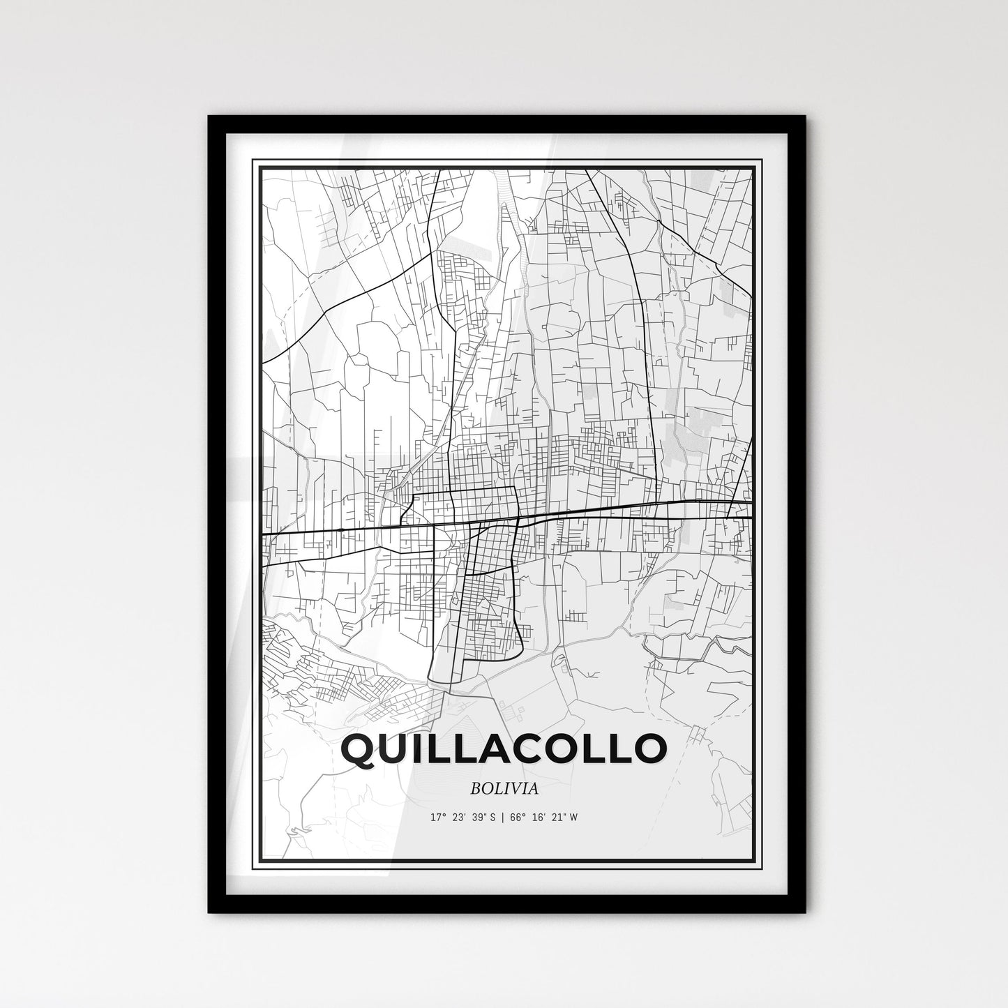 Quillacollo Bolivia - Scandinavian Style City Map for Modern Home Decor