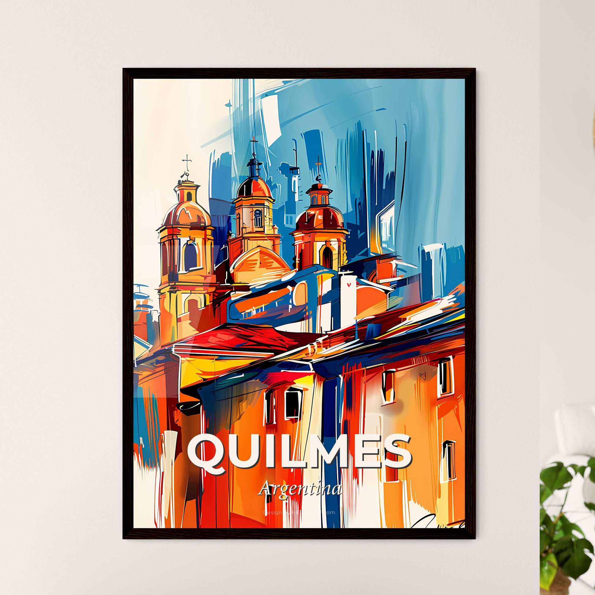 Vibrant Quilmes, Argentina - A Painting Of A Building With A Dome Shaped Roof