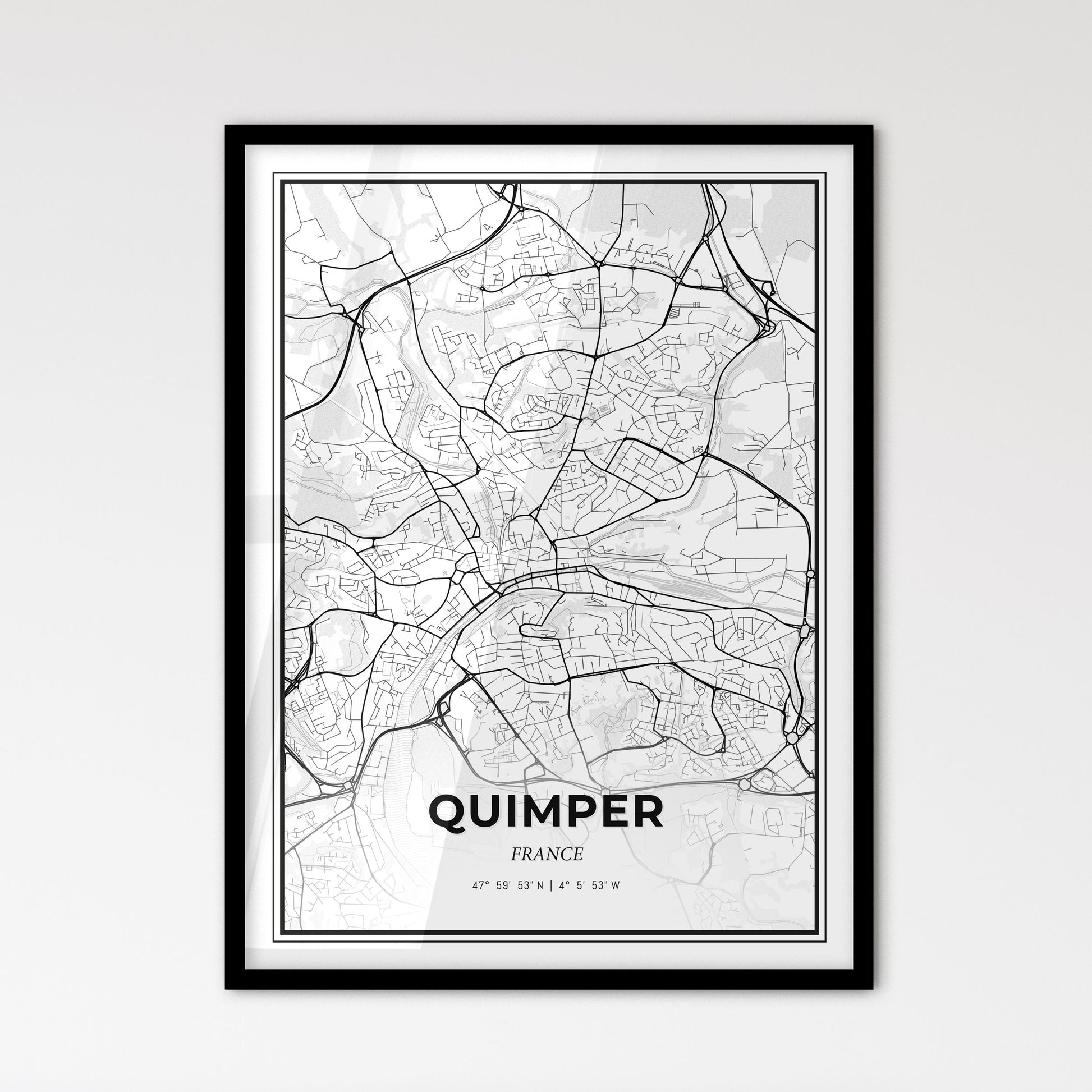 Quimper France - Scandinavian Style City Map for Modern Home Decor